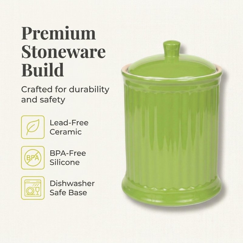 Omniware Simsbury XL Canister, 120oz Stoneware Kitchen Storage Jar with Lid - Large Airtight Container for Baking Essentials, Rustic Ceramic Canister for Coffee, Sugar, or Snacks (Black)