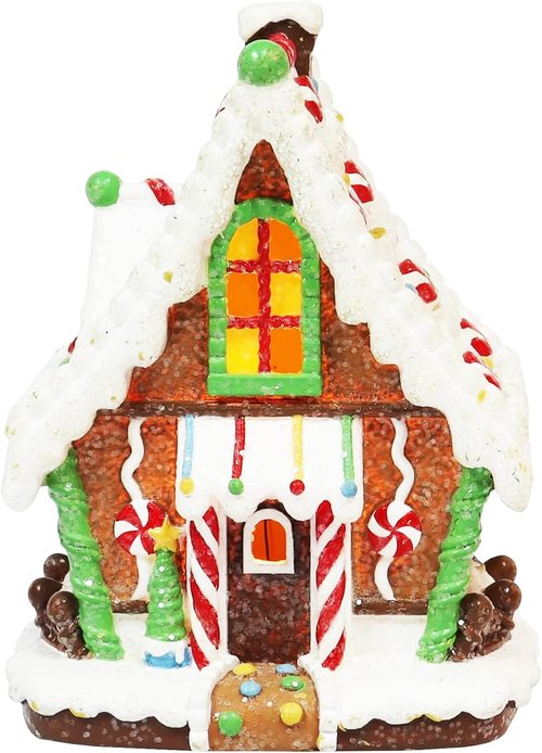 Moments In Time Lighted Gingerbread House Ornament - Handcrafted LED Christmas Centerpiece 6.22”