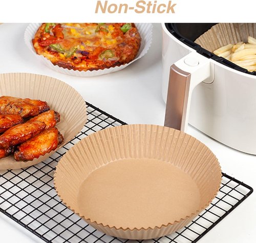 Ailun Air Fryer Paper Liners - 100PCS Non-Stick, Oil-Resistant Parchment Paper for 2-5 QT Air Fryers