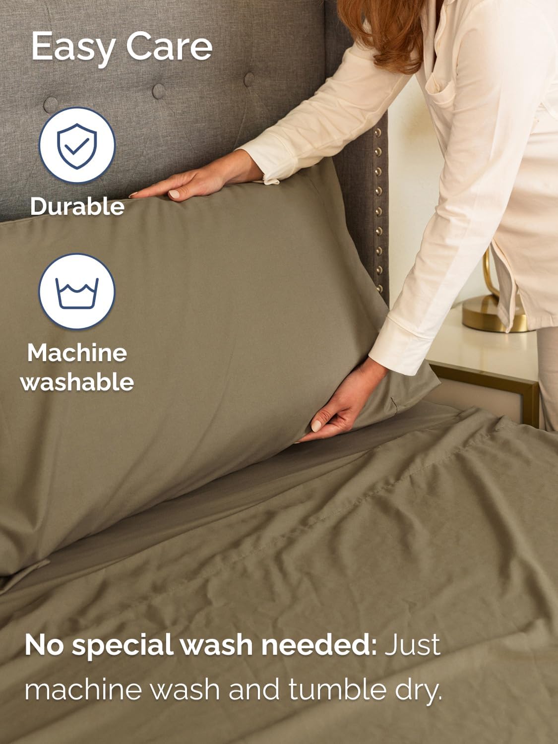 Skiennix Extra Deep Split King Sheet Set - 7 Piece Breathable Cooling Bedding - Soft, Wrinkle-Free Khaki