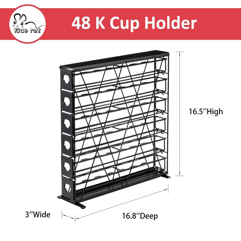 Rice rat k cup Holders for 6 Tier Coffee Pod Holder,Black Metal Space(48 pods)