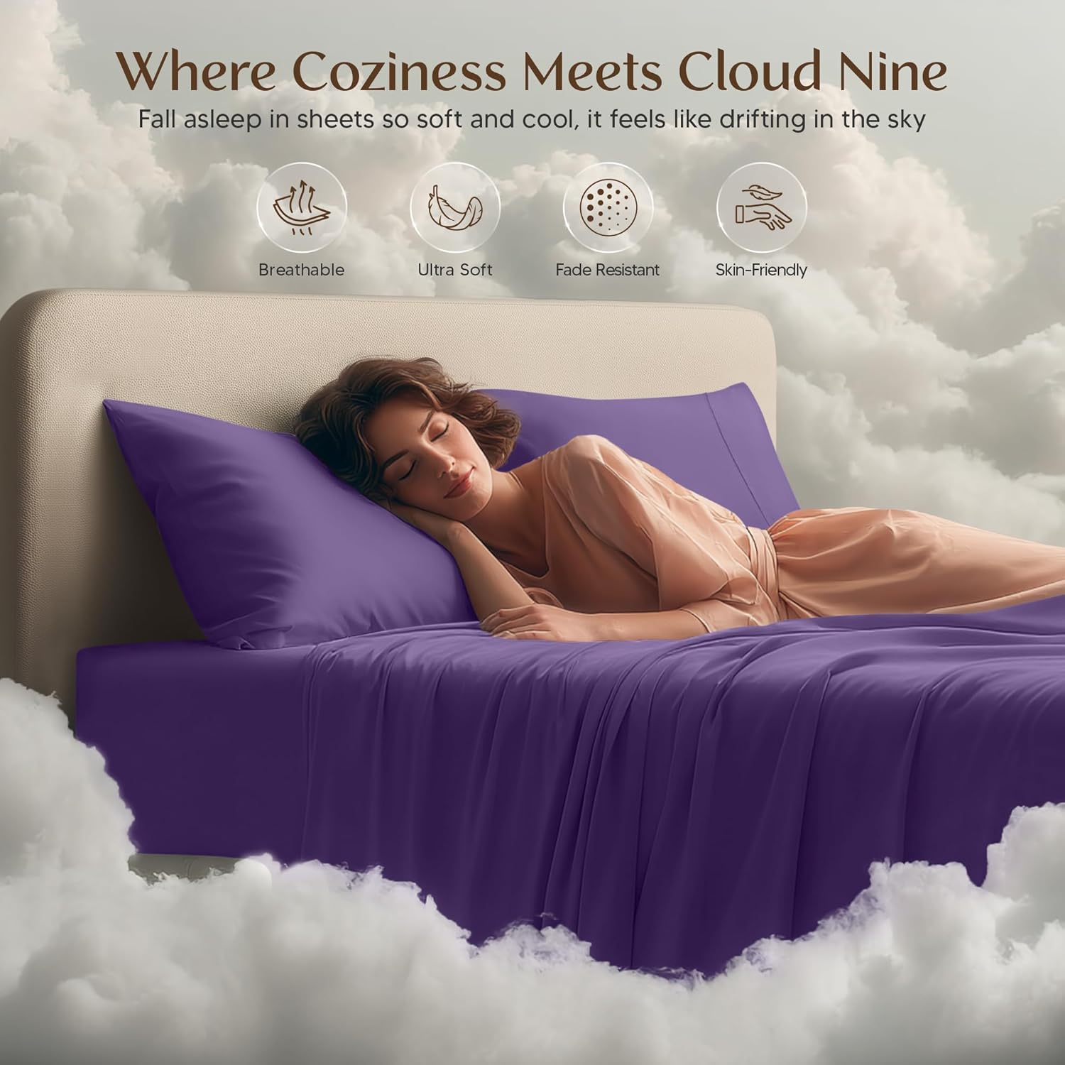 Utopia Bedding King Size Sheet Set - Soft, Breathable Microfiber | 4-Piece in Eggplant, Oeko-Tex Certified