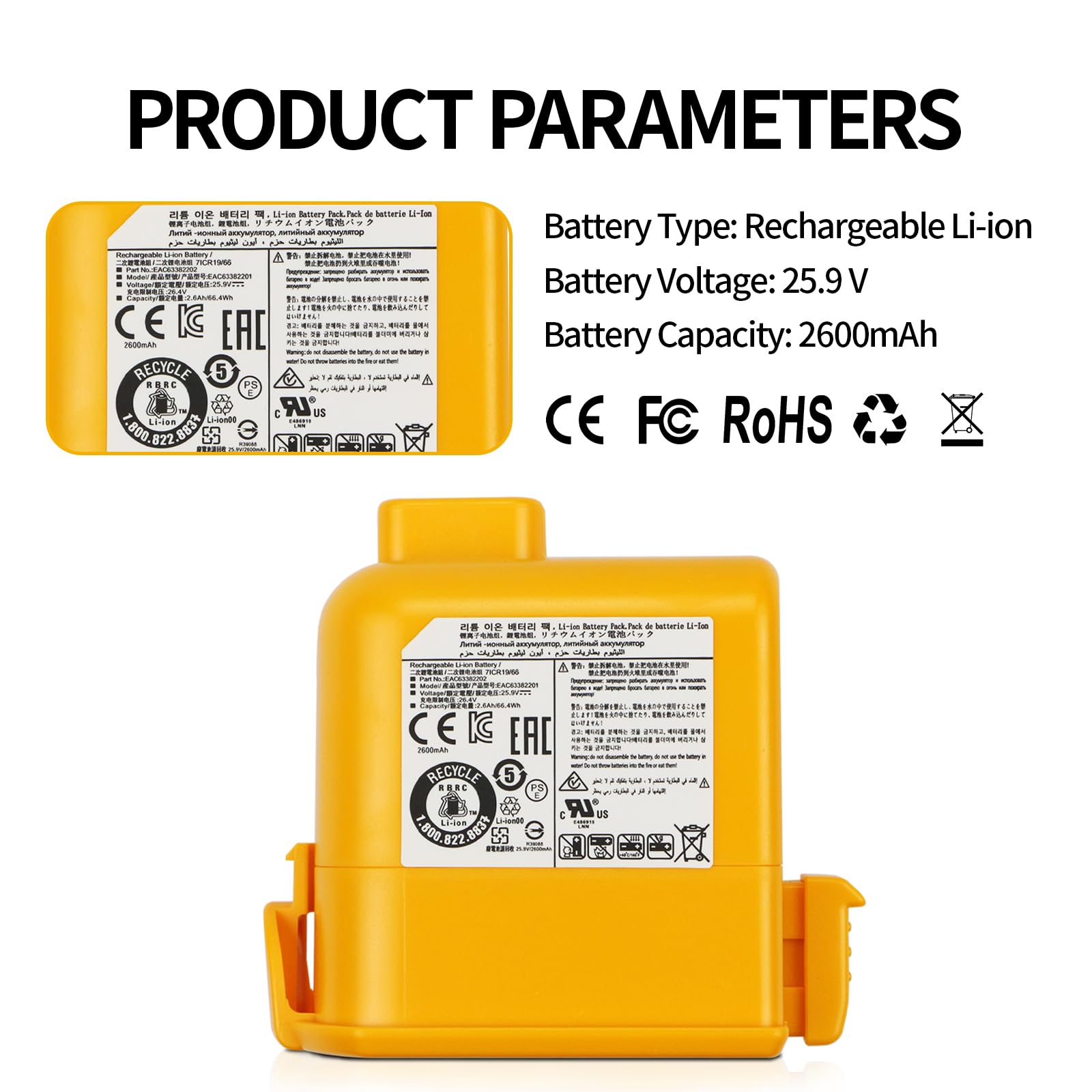 EAC63382201 EAC63382202 EAC63382204 Battery Replacement for LG CordZero A9 Plus Stick Cordless Vacuum Vacuum Cleaner EAC63758601 MEV65921201 EAC63382208 EAC63758603 EAC63382202 EAC63382205 EAC63382209