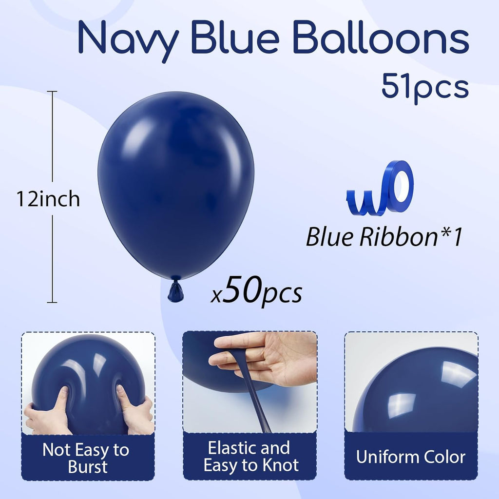 Navy Blue Balloons | 12-Inch Latex Balloons - 50-Pack for Graduation, Wedding & Birthday Decor
