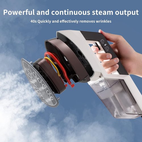 HOMETOP Handheld Clothes Steamer - 30-Second Fast Heat-Up, 1300W Portable Fabric Iron for Home & Travel