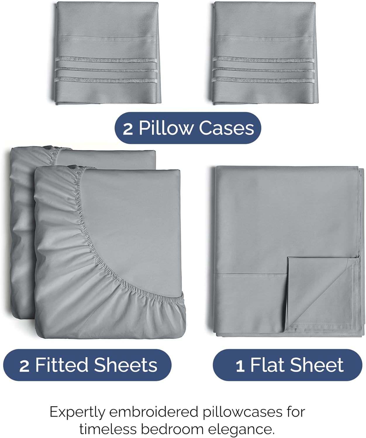 Split King Size Sheet Set by [Brand Name] - Comfy Cooling Bedding with Deep Pockets - Luxury Hotel Quality in Steel Blue