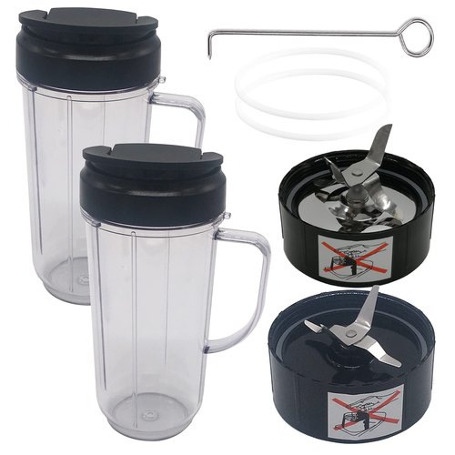 2pcs 22oz cup with lid and ice shaver balde cross blade Replacement Parts,Compatible with Magic Bullet Blender, Juicer and Mixer (Model MB1001/MB 1001B/MBR-1701/MBR1101/MBR-1702/MBR-0301/MBR-0701P)