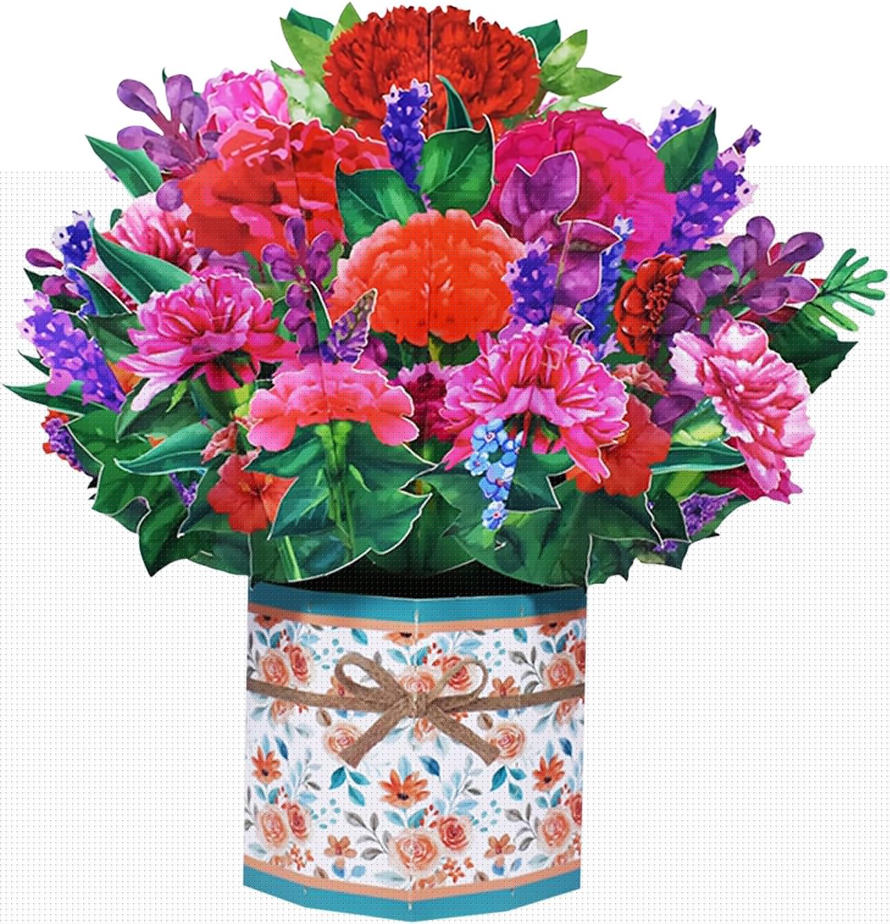 ROBBEAR 3D Carnation Bouquet Pop-Up Card - Perfect Flower Greeting Card for Any Occasion | Birthday, Mother's Day, Anniversary