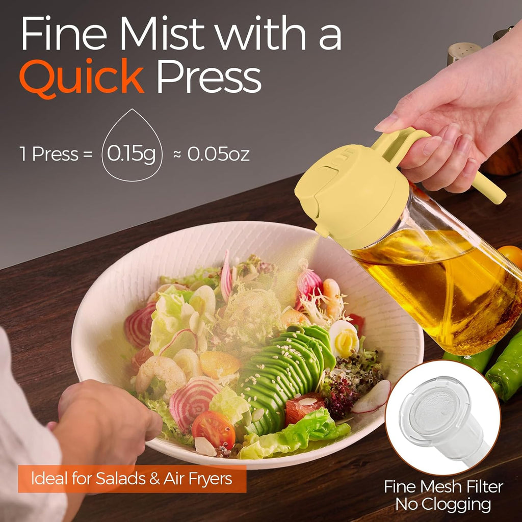 YARRAMATE Glass Olive Oil Sprayer - 16oz Premium Food Grade Dispenser for Cooking & BBQ (Pomelo)