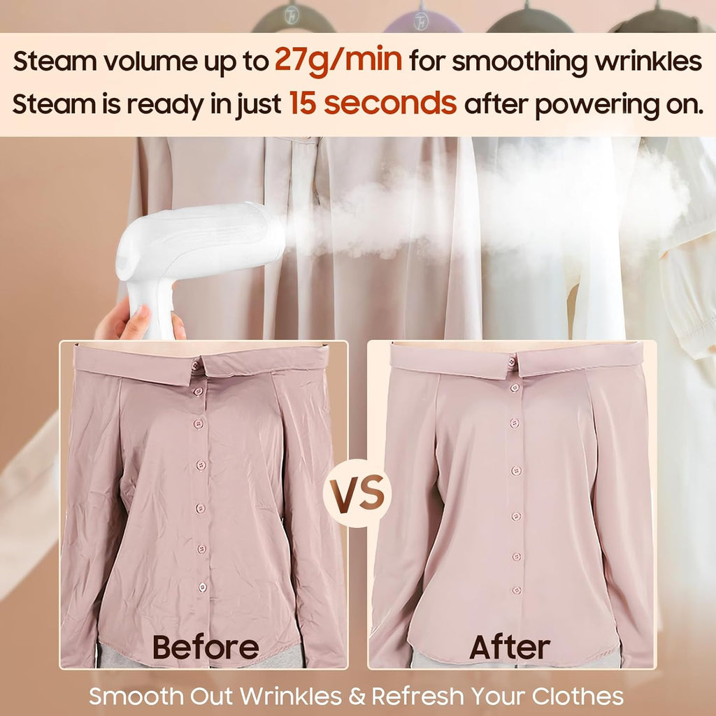 Skiennix Handheld Clothes Steamer - 1350W Portable Iron with Strong Steam for Home, Office & Travel