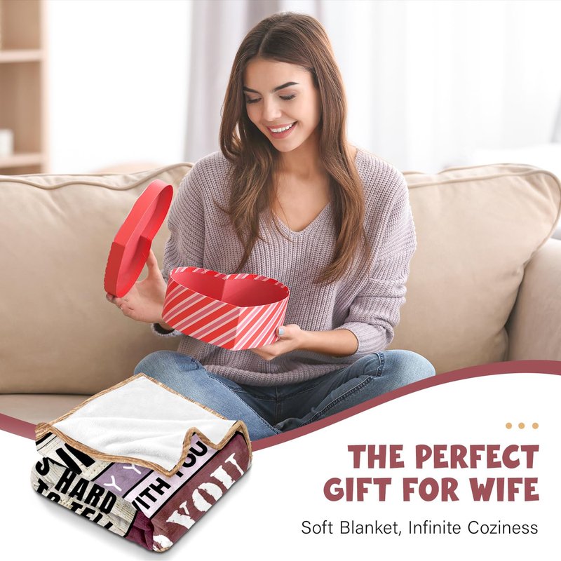 Fpoutiv Wife Valentines Day Birthday Gifts Ideas - Wedding Anniversary Romantic Presents for Women Her - Mothers Day for Wife Her - Wifey Presents from Husband - to My Love Blanket 50"x60"