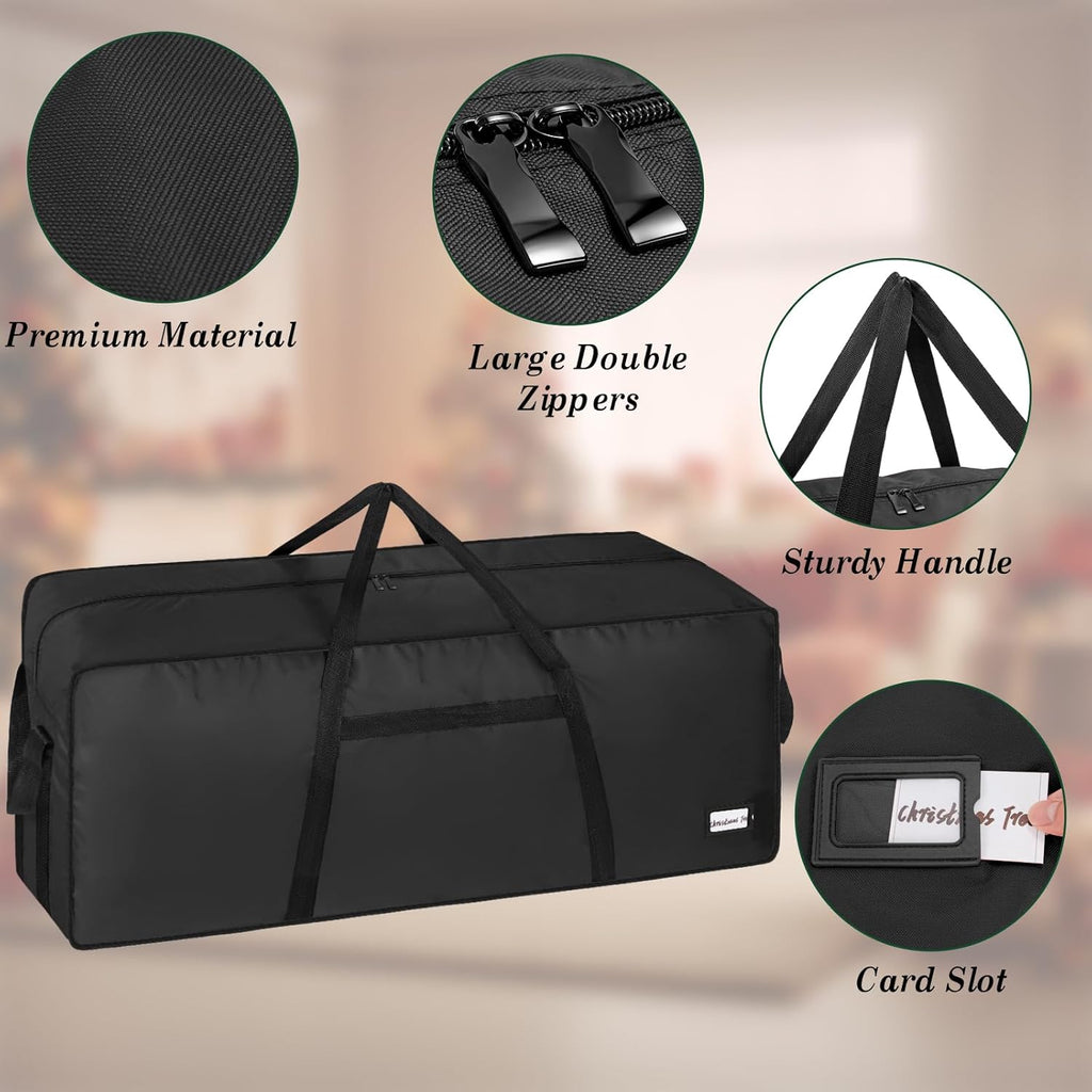 Skiennix Heavy-Duty Christmas Tree Storage Bag - Large Capacity with Reinforced Handles & Dual Zippers | Fits 3FT-4.5FT Trees, Black