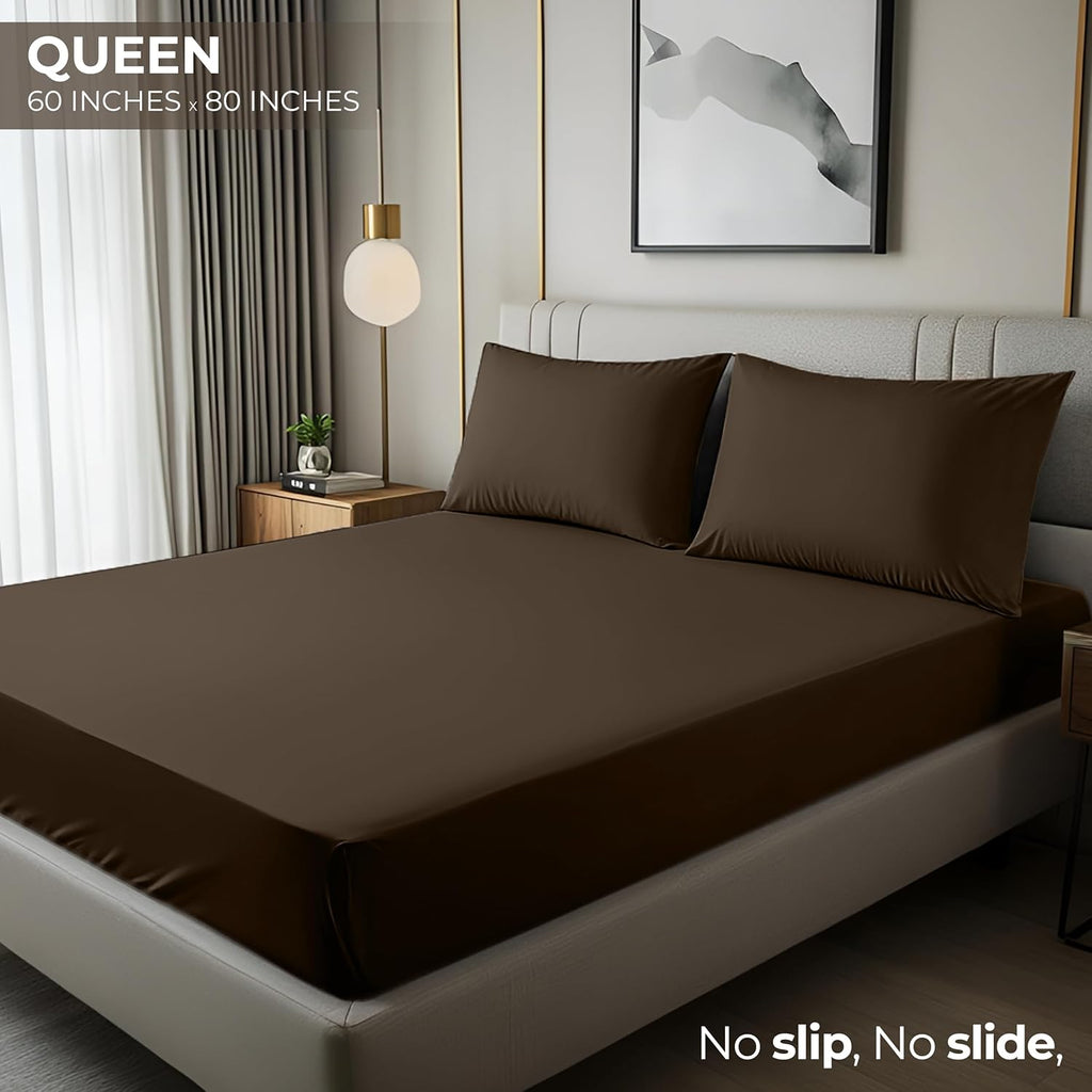 Utopia Bedding Queen Fitted Sheet - Deep Pocket Soft Microfiber - Fade Resistant & Easy Care (Brown)