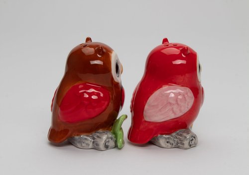 21046 Fine Ceramic Valentine Love Owl Couple Salt & Pepper Shakers Set, 2-3/4" H