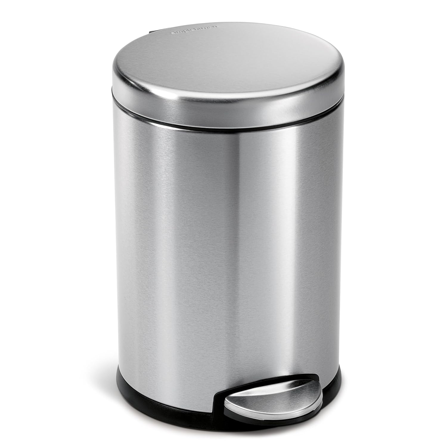 Simplehuman Round Bathroom Step Trash Can - 4.5 Liter Brushed Stainless Steel | Sleek & Durable Design