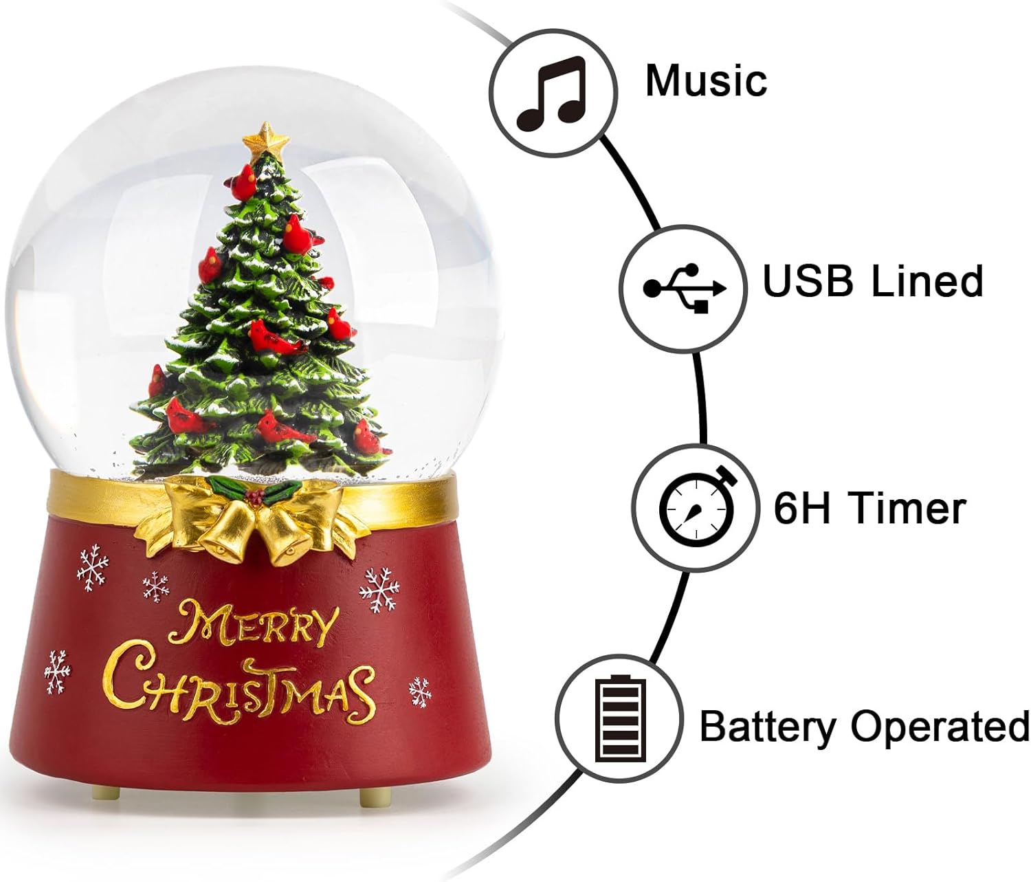 Regine Switzerland Christmas Snow Globe - Lighted Musical Decoration with Swirling Glitter | Perfect Holiday Gift