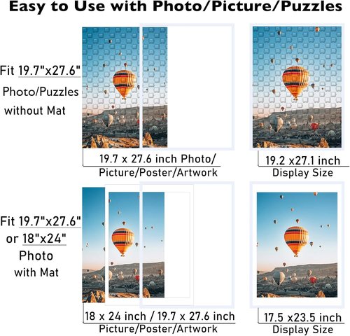 JCJMY Puzzle Frame - Display 1000-Piece Puzzles or Photos | Fits 19.7x27.6 Inches, White
