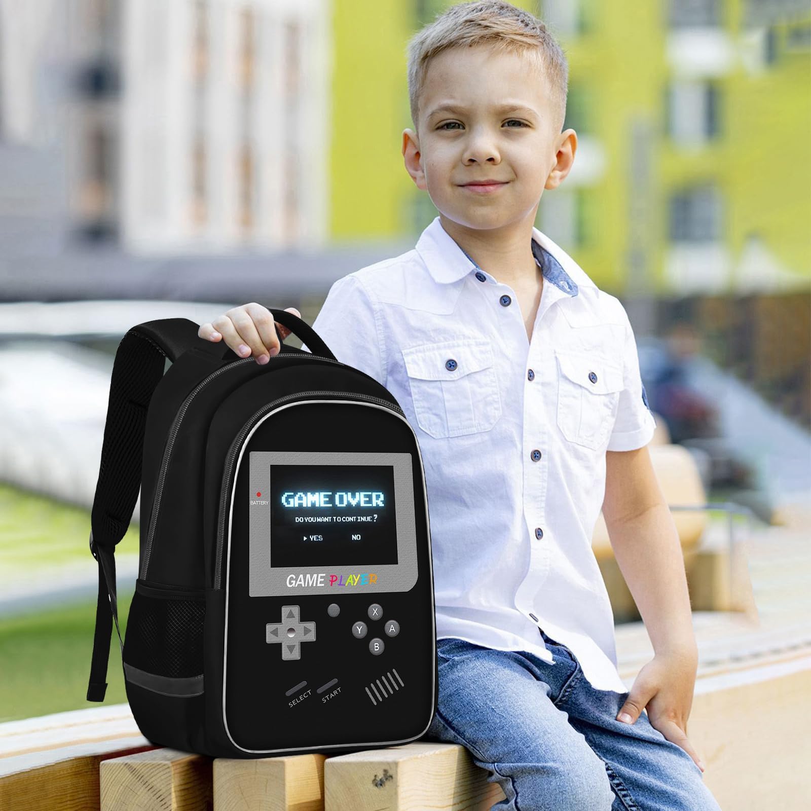 TILYTADLY School Backpack for Boys - Gamer Boys Backpack for Kids Children Teens Elementary Middle School - Students Bag for Ages 6-18,17″ Video Game Bookbag Travel Back Pack