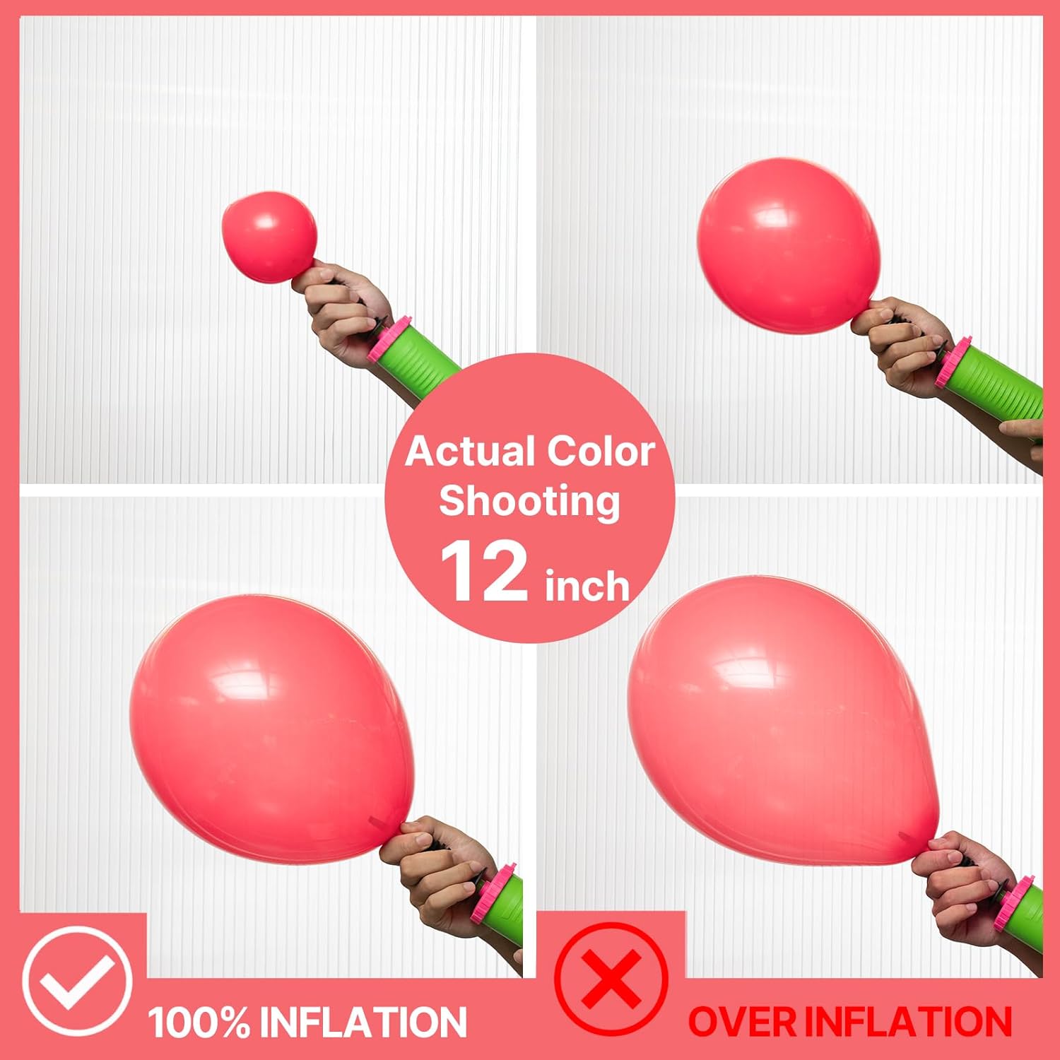 PartyWoo Coral Balloons - 50pcs 12 Inch Pastel Red Pink Latex Helium Balloons for Celebrations