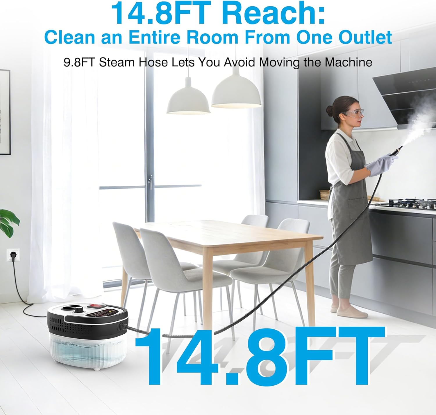 Skiennix Steam Cleaner - 2500W High Pressure Portable Steamer with 6-Level Adjustable Steam & 17-Pcs Kit