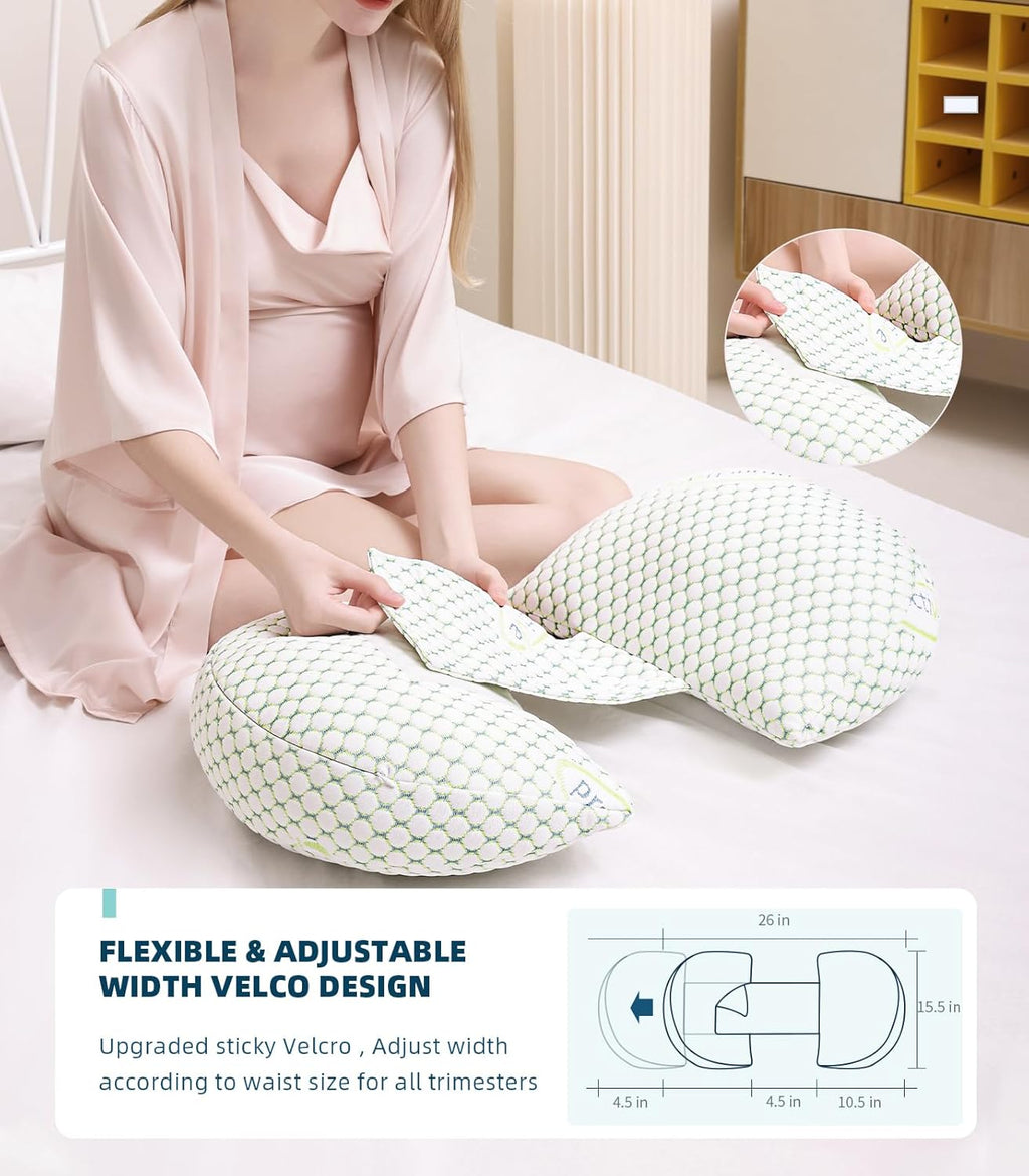Oternal Pregnancy Pillow - Comfortable Maternity Support for Side Sleepers | Adjustable Cover, Back & Belly Relief