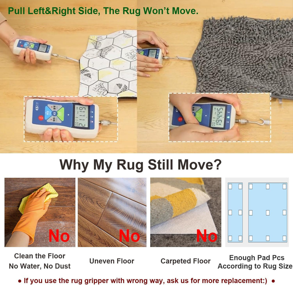 Rug-Gripper Anti-Slip Rug Pads - Extra Sticky Grippers for Tile & Hardwood Floors | 12x12cm, 4 Pieces