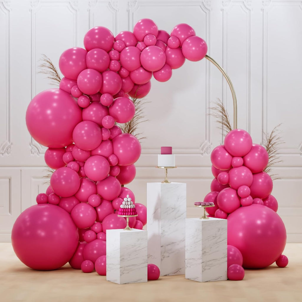PartyWoo Hot Pink Balloons - 128-Piece Magenta Balloon Arch Kit for Baby Showers & Birthdays