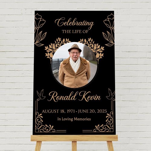 Editable Celebration of Life Welcome Sign - Personalized Memorial Poster for Funeral Service | Modern Remembrance Decor