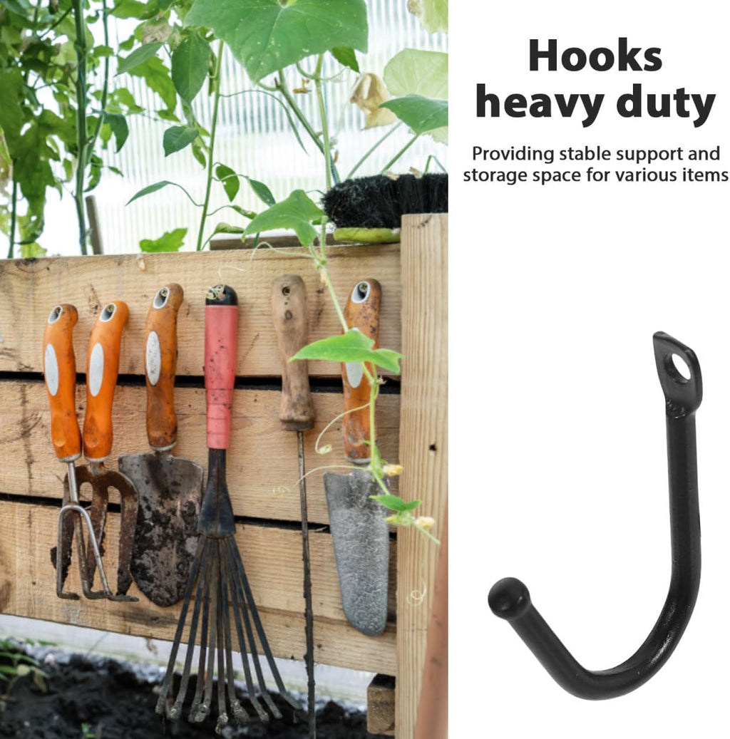 POPETPOP Heavy-Duty Garage Storage Hooks - 20pcs Steel Tool Organizer for Garden Tools & Bags | Wall-Mounted (Black)