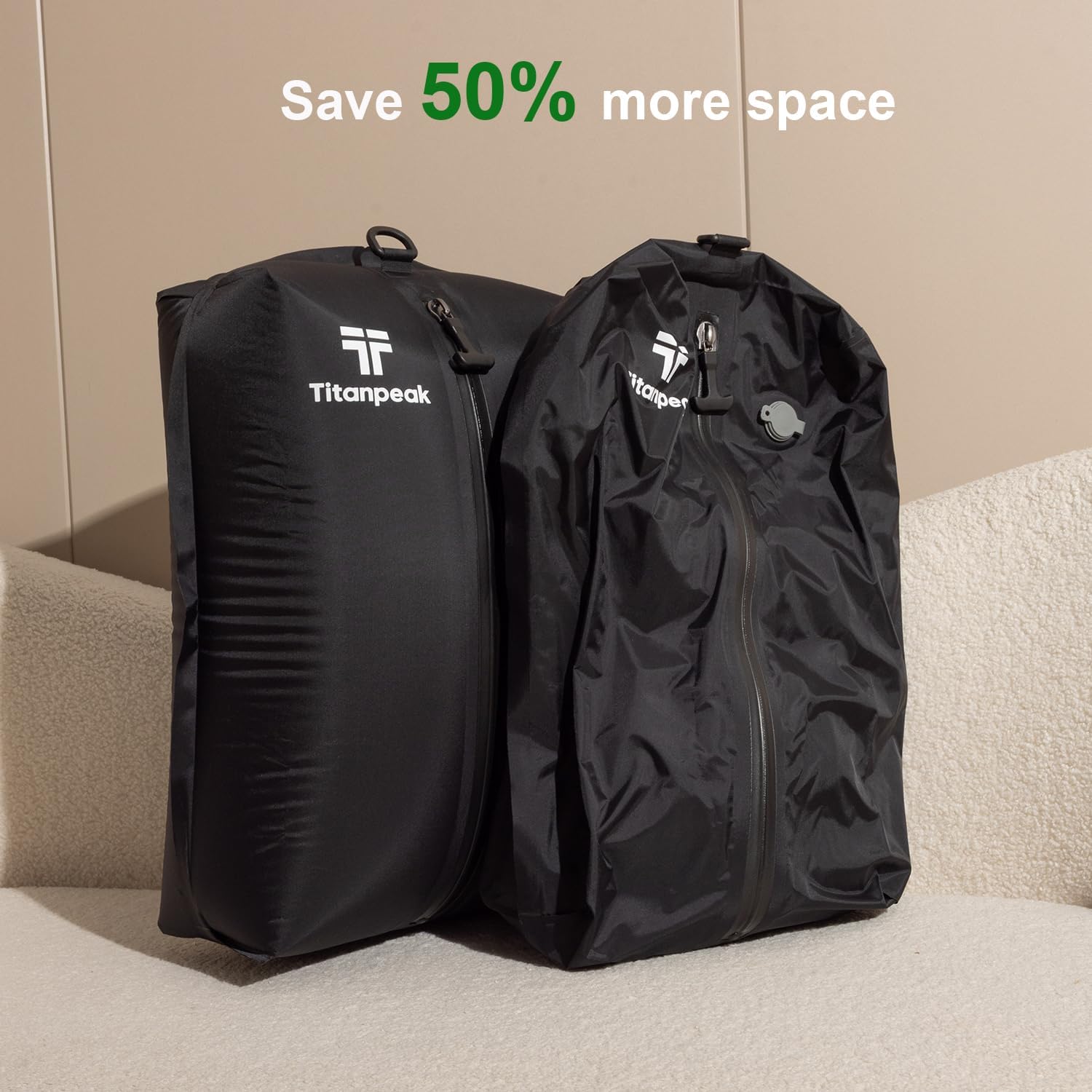Skiennix Vacuum Bags for Travel Luggage - Reusable Waterproof Compression Bags (2PCS + 1 Pump)