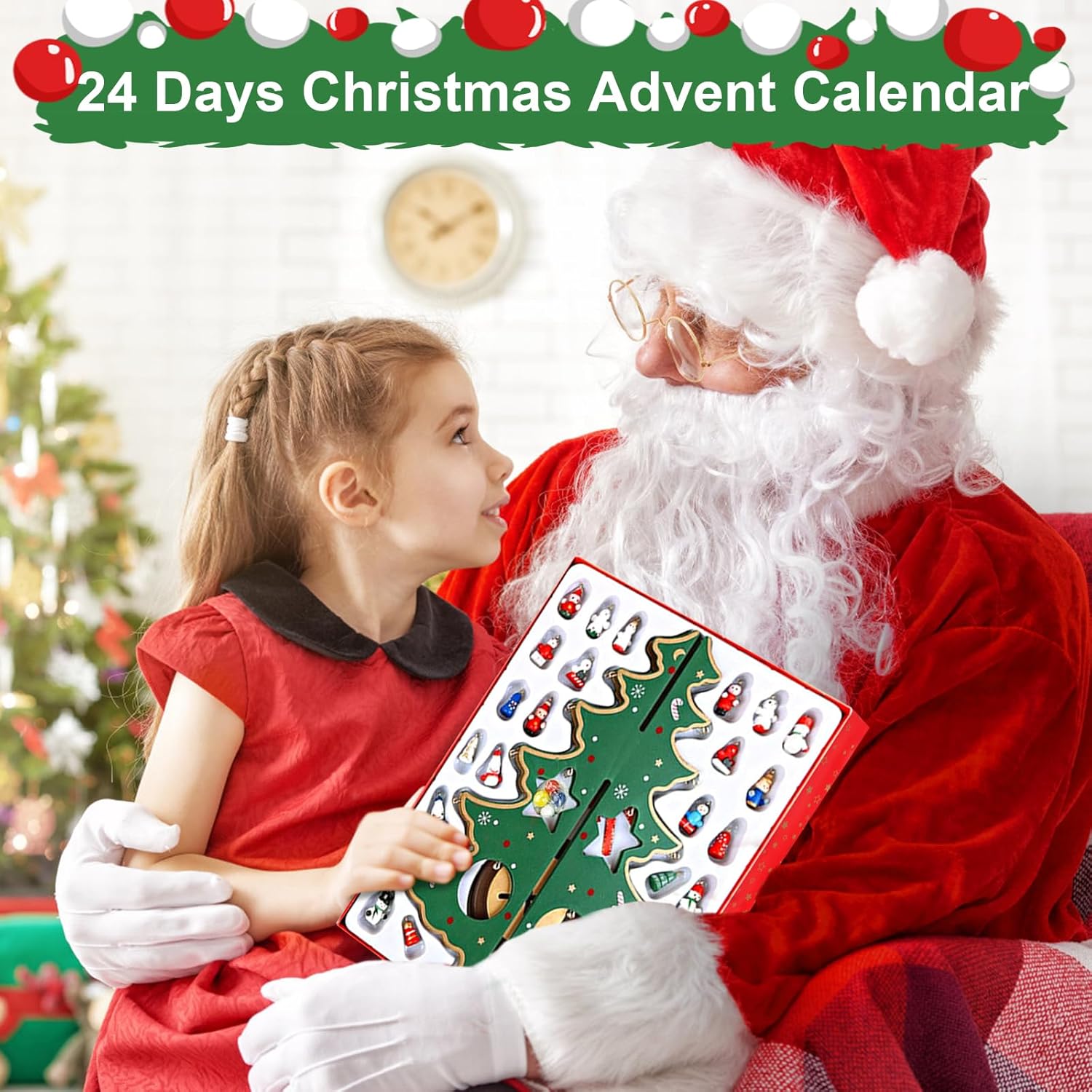 ZEEYUAN Christmas Advent Calendar - 24-Day Countdown Tree Decoration | Perfect Holiday Gift for Kids