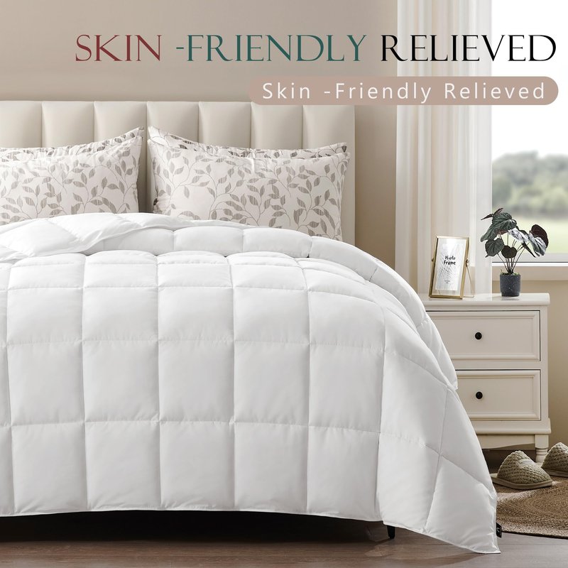 ACCURATEX Lightweight Duvet Insert Twin Size - Summer Bedding Comforter - 250GSM Filled Thin Duvet - Soft & Breathable, Quilted Comforters with 8 Tabs,White,Twin 68x88 Inches