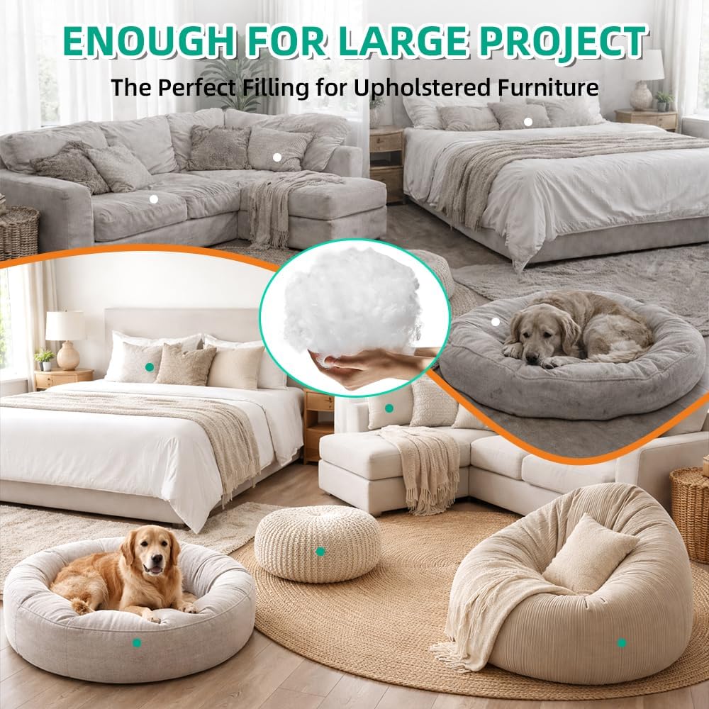 Welacer Polyfill Stuffing - Fluffy Pillow Filling for Stuffed Animals & DIY Crafts | 36.8oz Premium White Polyester
