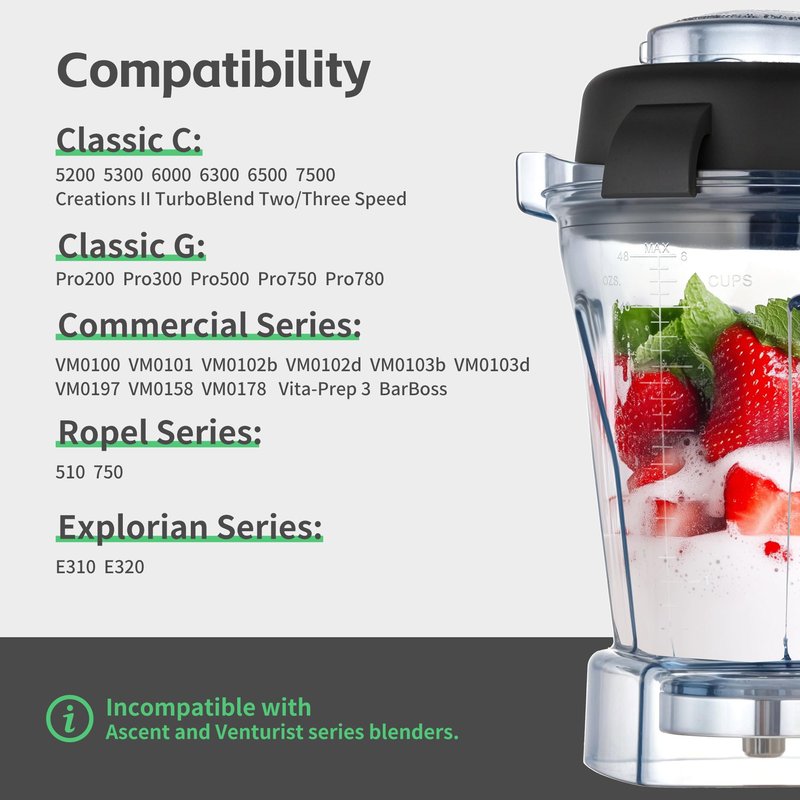 48oz Replacement Container Compatible with E310 E320 5200 7500 Pro 750 VM0101 VM0197, Fits Explorian Classic Professional Series, BPA-Free Durable Pitcher Jar Cup