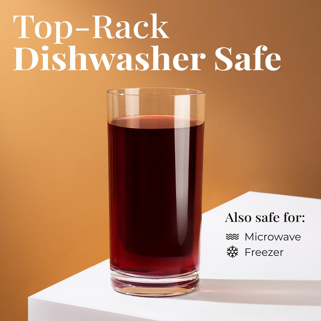 Vivocci Unbreakable Tritan Plastic Water Drinking Glasses 16 oz | Ideal for Juice Beverages & Cocktails | Shatterproof Barware | Highball Tall Clear Cup Tumblers | Dishwasher Safe Drinkware | Set of 6