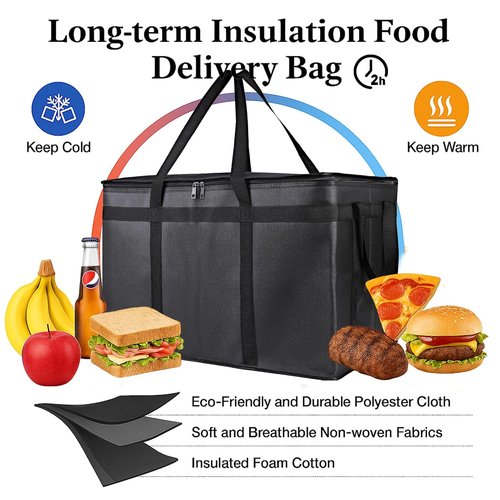 Bodaon Insulated Food Delivery Bag - XXXL Pizza Cooler for Rideshare & Catering | Thermal Carrier