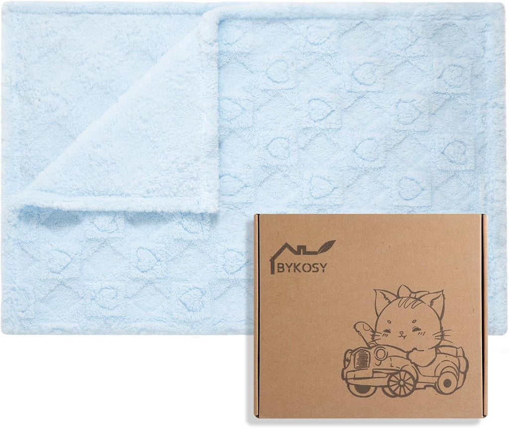 Skiennix Ultra Soft Fleece Baby Blanket - Lightweight Swaddle & Receiving Blanket for Newborns | Heart Checkered 30"x40" Blue