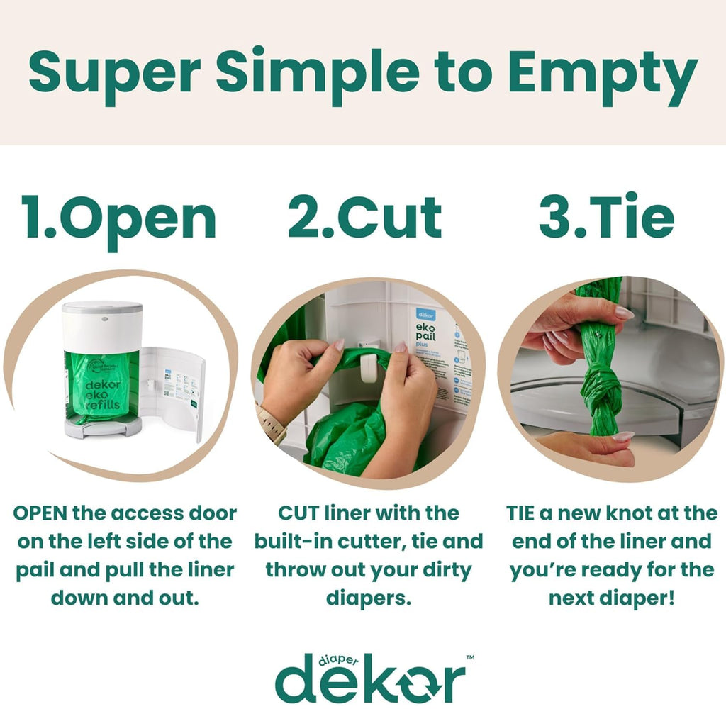 Diaper Dekor Classic Hands-Free Diaper Pail | EKO Gray | Easiest to Use | Just Step – Drop – Done | Doesn’t Absorb Odors | Most Economical Refill System | 70% Recycled Materials