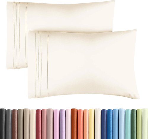 King Standard Pillow Cases - Soft Hotel Quality, Fade-Free & Wrinkle Resistant - 2 Piece Set in Off White