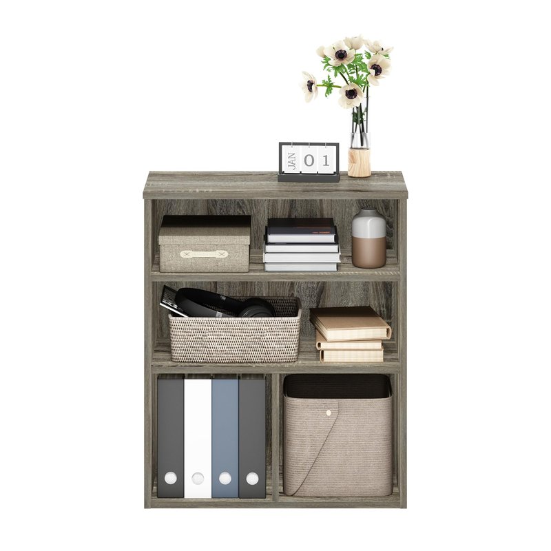 Furinno PASIR Book Shelf, 3-Tier Display Bookshelf with Adjustable Shelf, Cube Storage Bookcase, 11.8 x 23.6 x 28.1, for Living Room, Bedroom, Home Office, French Oak