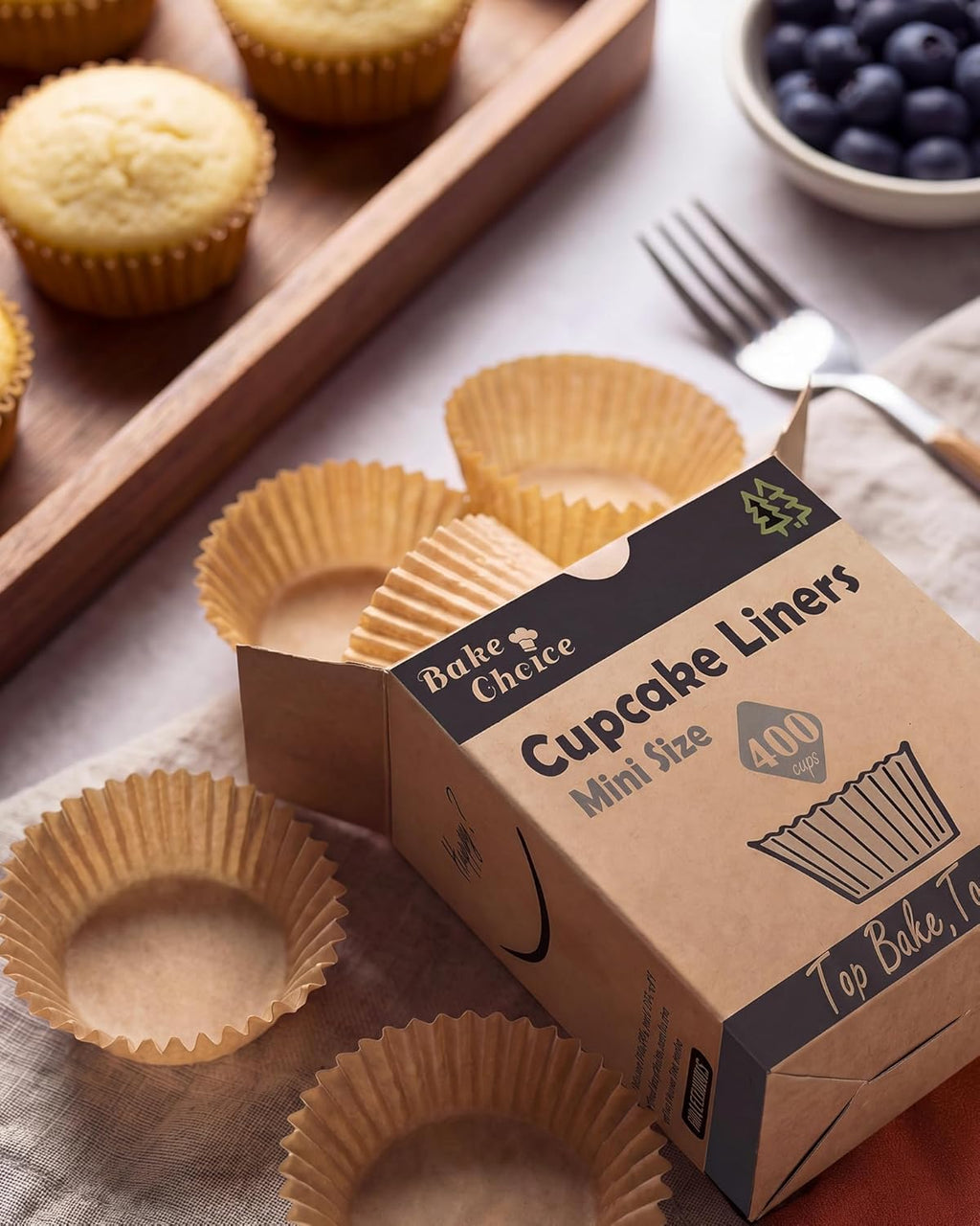 Bake Choice Mini Cupcake Liners - 400 Pcs Non-Stick, Greaseproof Parchment for Muffin Pans