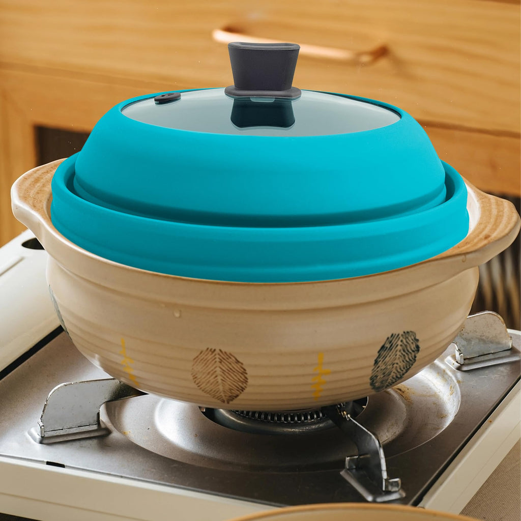 Microwave Splatter Cover Microwave Cover for Food 11.8 Inch Collapsible Glass Microwave Cover with Handle Silicone microwave splatter cover for Home Kitchen (Blue)