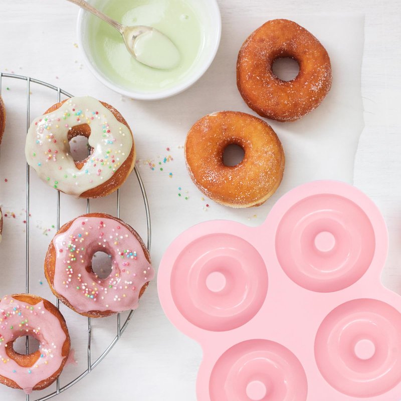YINARONG 2 Pcs Air Fryer Donut Mold,Donut Pan,Reusable Donut Molds, Silicone doughnut mold, Cavity Non-Stick Bagel Pan,Air Fryer Accessories, Donut Pan for Baking