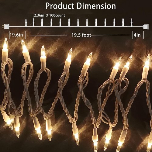 HISHINY Clear White Christmas Lights - 100 Count Indoor/Outdoor Holiday Decor | Red, White & Blue 4th of July