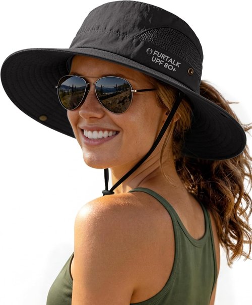 FURTALK Women's Sun Hat - Wide Brim with Ponytail Hole | UPF 80+ Outdoor Protection, Foldable Design