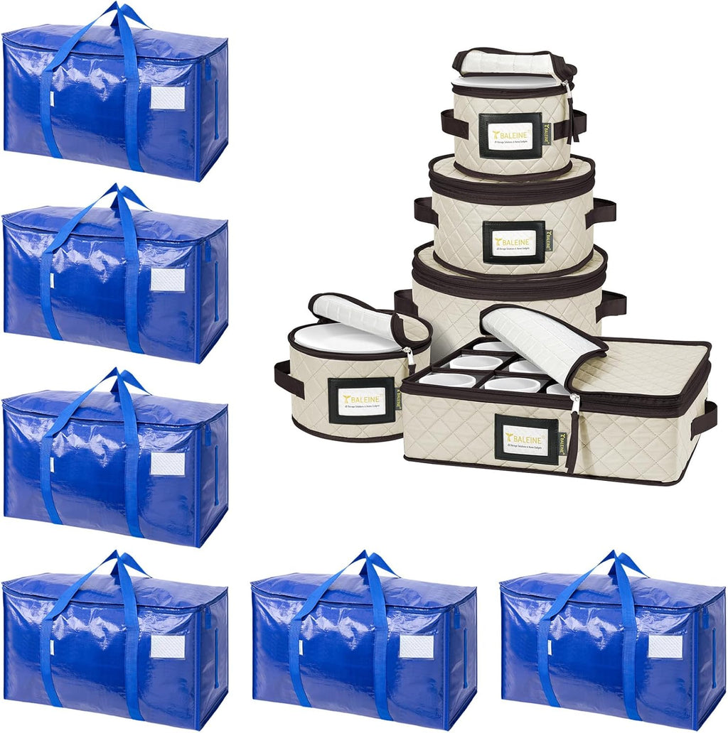 Skiennix Extra Large Moving Bags - Durable Zippered Storage Containers | 6 Pack with Carrying Handles