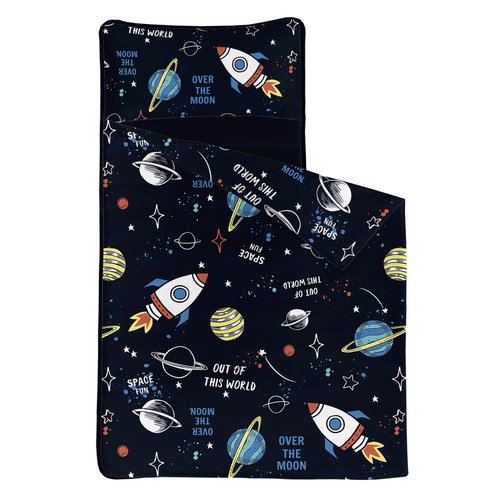 NaFurAhi Space Ship Galaxy Sleeping Bag Nap Mat Set - 50"x21" Space, Polyester, Standard - 50"x21"