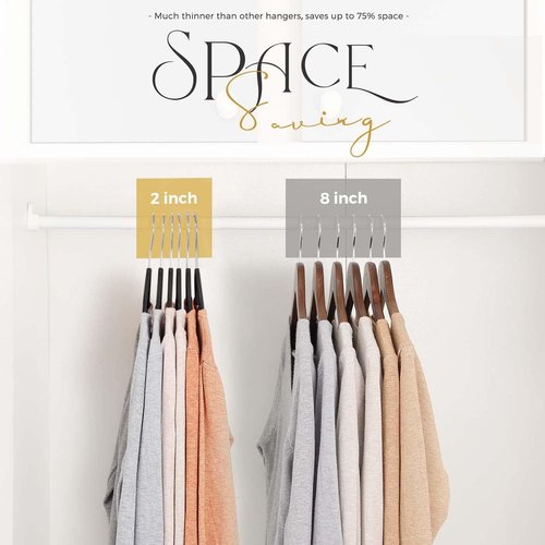 HOUSE DAY Black Velvet Hangers - 60 Pack Premium Non-Slip Clothes Hangers with Adjustable Clips