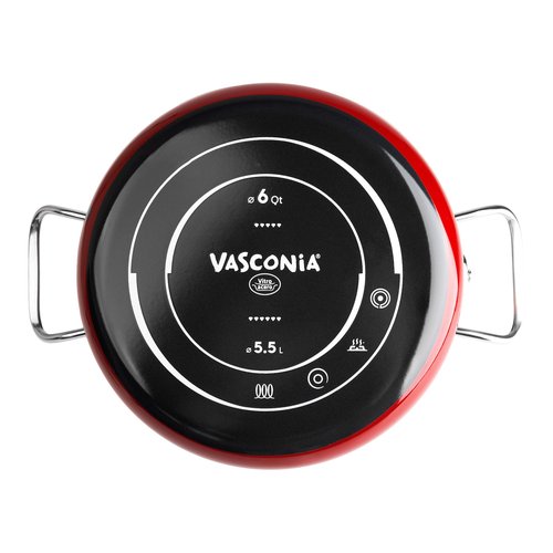 Vasconia Elegance 6-Quart Dutch Oven with Glass Lid Dishwasher, Grill & Oven Safe up to 480℉ (Enamel on Steel) Nonstick Interior, Stainless Handles, Great for Baking, Roasting & Stewing (Dark Red)