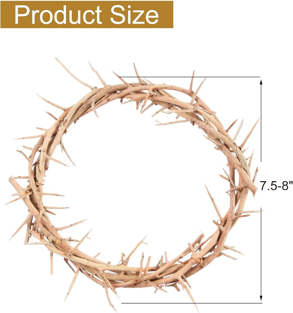 Nature Crown of Thorns | 67'' Satin Fabric Wearable | Handmade for Christian Easter, 7.5-8"